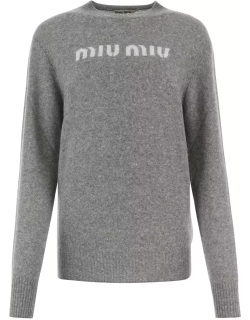 Miu Miu Melange Grey Wool Blend Sweater