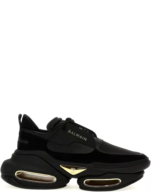 Balmain B-bold Low-top Leather And Suede Sneaker