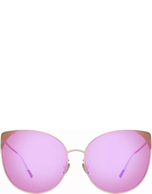 Flyer Cat Eye Sunglasses in Light Gold and Pink