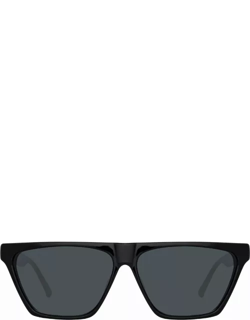 The Attico Erin Flat Top Sunglasses in Black
