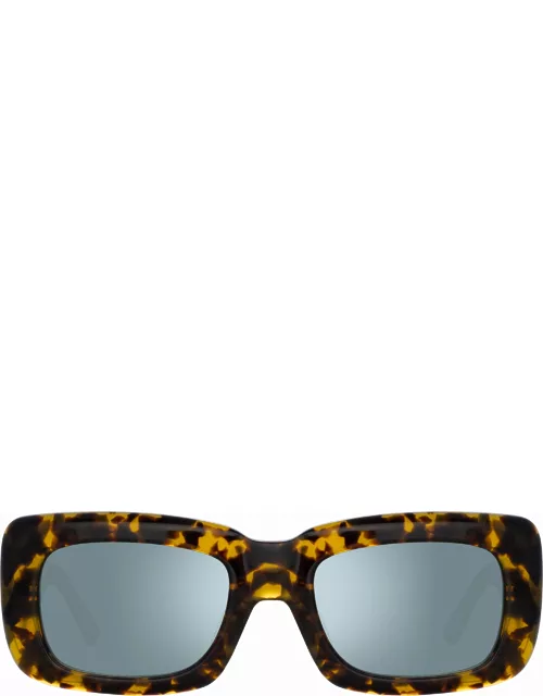 The Attico Marfa Rectangular Sunglasses in Tortoiseshell and Green