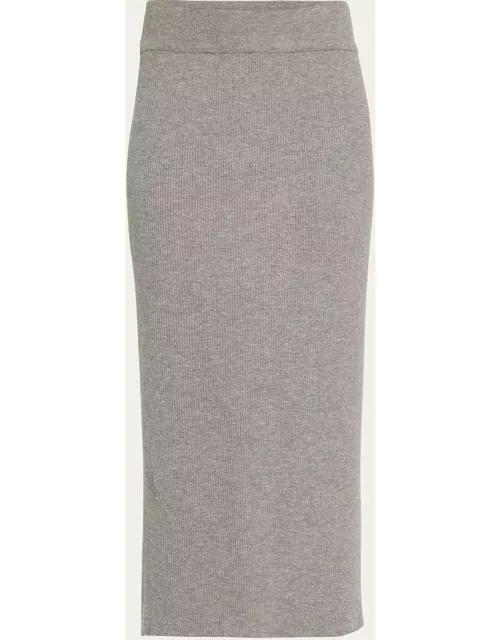 Metallic Body-Con Cashmere Midi Skirt