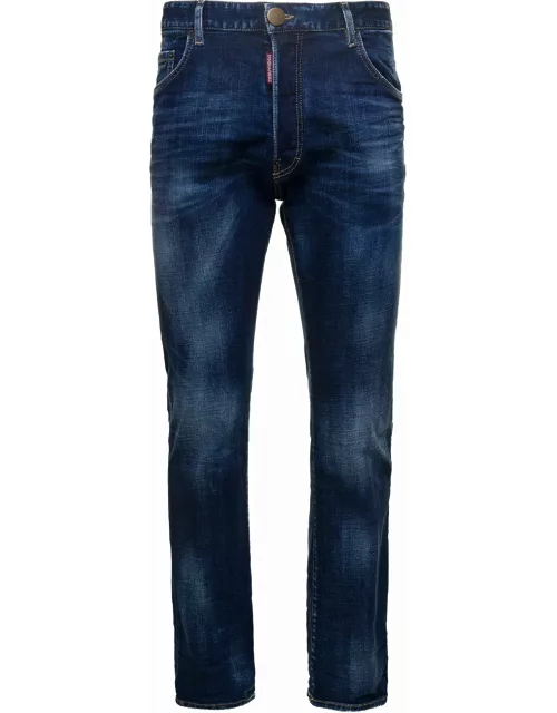 Dsquared2 Straight Jeans With Logo Patch And Faded Effect