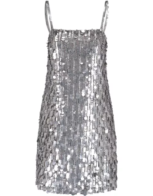 Parosh Silver Full Sequins Gender Mini Dres