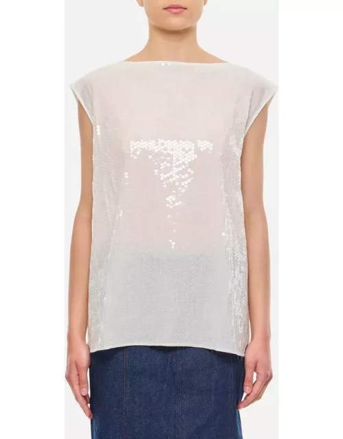 Junya Watanabe Embroidered Sequins Top White