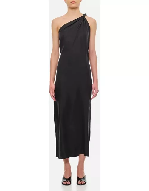Loulou Studio Silk Single-shoulder Midi Dress Black