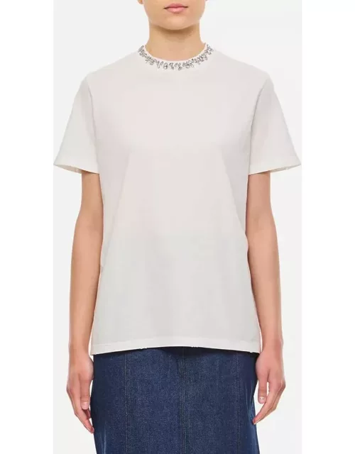 Golden Goose Regular Distressed Cotton T-shirt With Embroidery White
