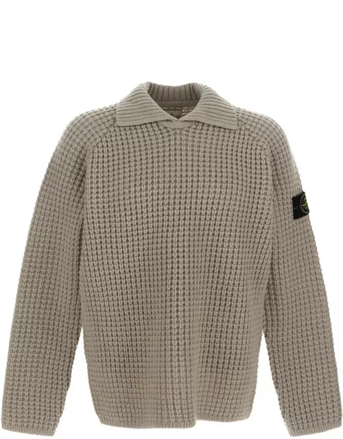 Stone Island Compass Patch Collared Jumper