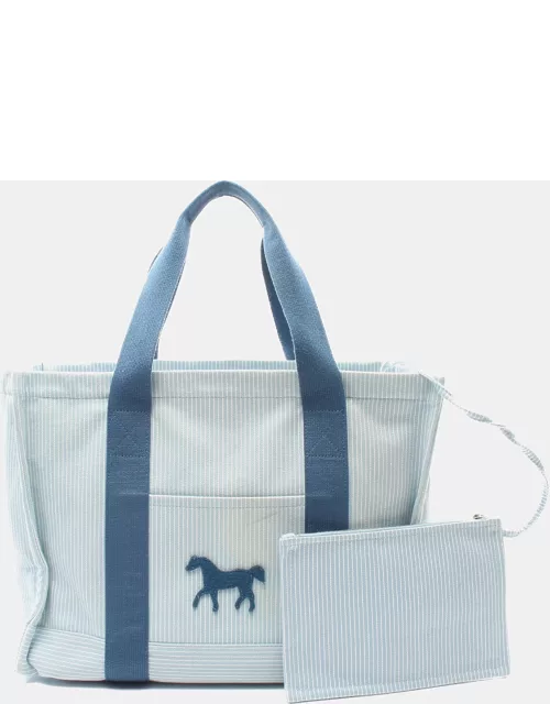 Hermes Kaval Color Azur Mothers bag Shoulder bag Tote bag Canvas Light blue White Blue