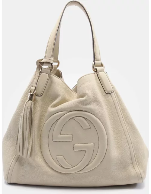 Gucci Soho Cellarius Interlocking G Handbag Tote bag Leather Off white