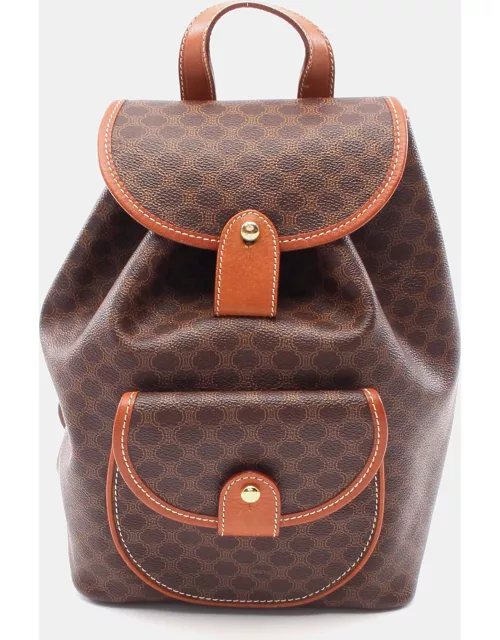 Celine Macadam Backpack Rucksack PVC Leather Dark brown Brown