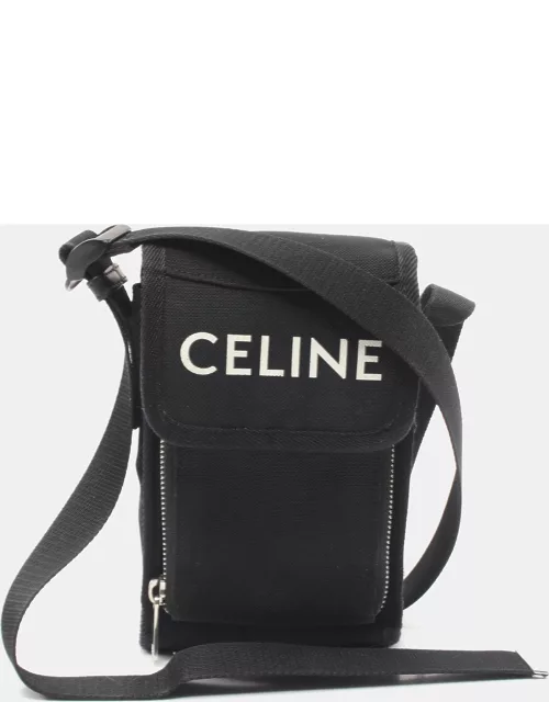 Celine Trekking Mobile pouch Shoulder bag Canvas Black