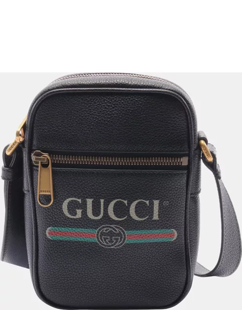 Gucci Webbing line Shoulder bag Leather Black Multicolor