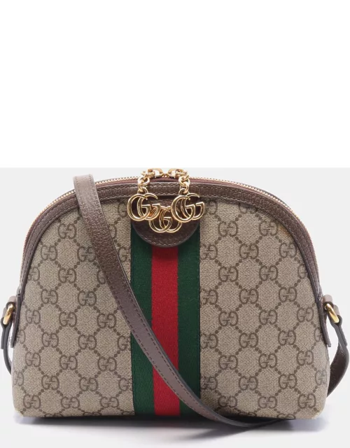 Gucci Ophidia GG Supreme Shoulder bag PVC Leather Beige Dark brown Multicolor