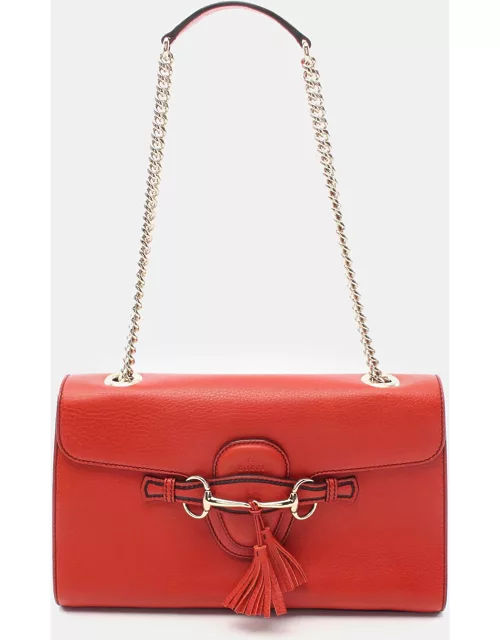 Gucci Emily Horsebit Chain shoulder bag Leather Red