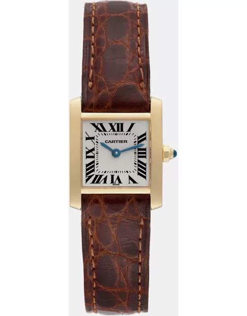 Cartier Tank Francaise Yellow Gold Brown Strap Ladies Watch 20 m