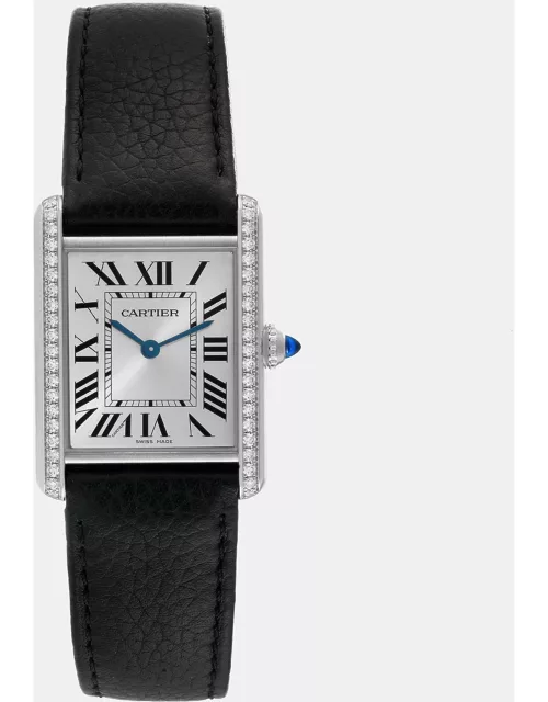 Cartier Tank Must Large Steel Silver Dial Diamond Ladies Watch 25.5 m