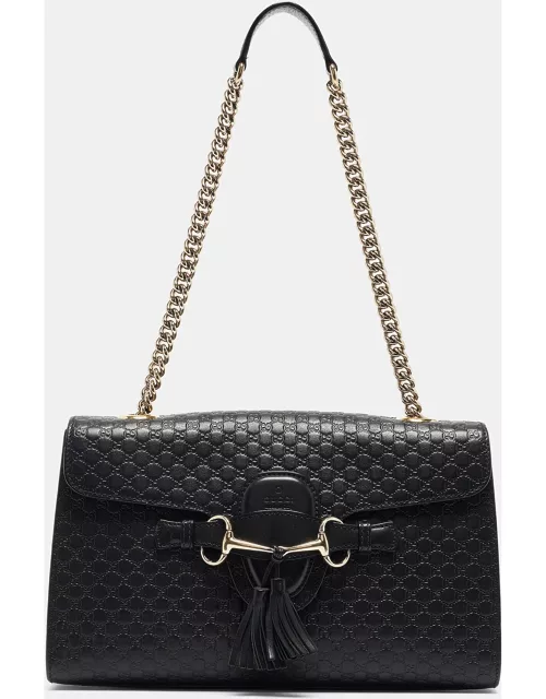 Gucci Black Leather Medium Emily Shoulder Bag
