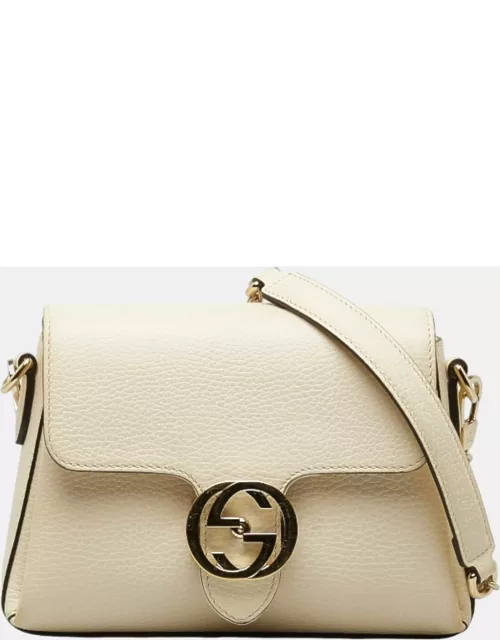 Gucci White Leather Interlocking G Chain Shoulder Bag