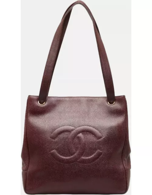 Chanel Burgundy Leather CC Timeless Tote