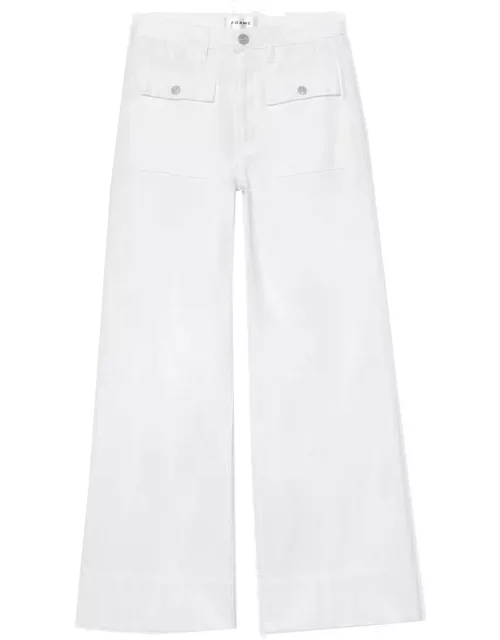Frame Denim The 70's Patch Pocket Crop Straight Leg Jeans - White