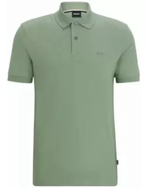 Cotton polo shirt with embroidered logo- Light Green Men's Polo Shirt