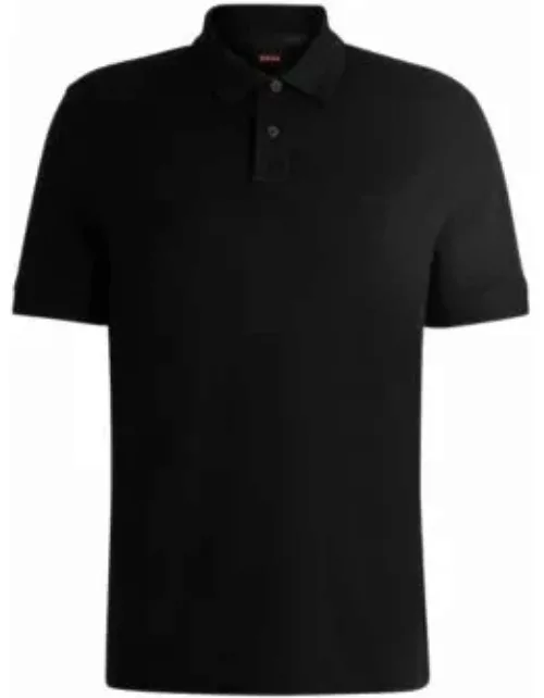 Interlock-cotton polo shirt with logo print- Black Men's Polo Shirt