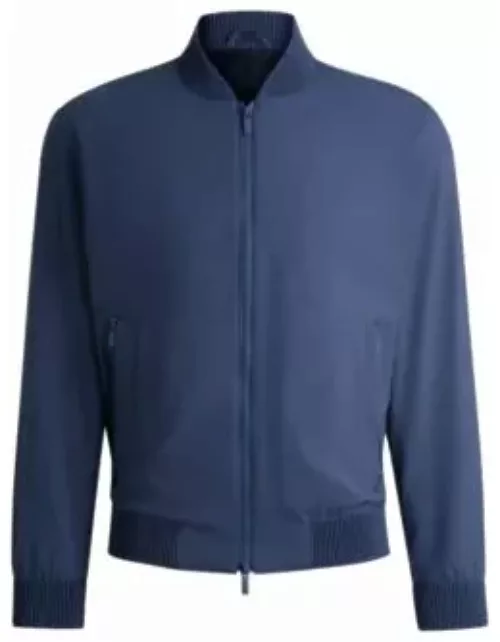 Slim-fit blouson jacket in a washable wool blend- Dark Blue Men's Sport Coat