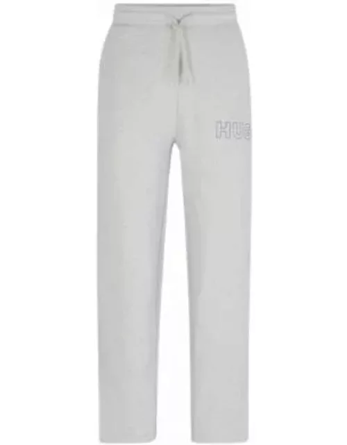 Loose-fit cotton-terry tracksuit bottoms with outline logo- Light Grey Men's Jogging Pant