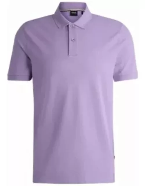 Cotton polo shirt with embroidered logo- Light Purple Men's Polo Shirt