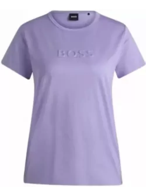 Mercerized-cotton T-shirt with logo detail- Purple Women's T-Shirt