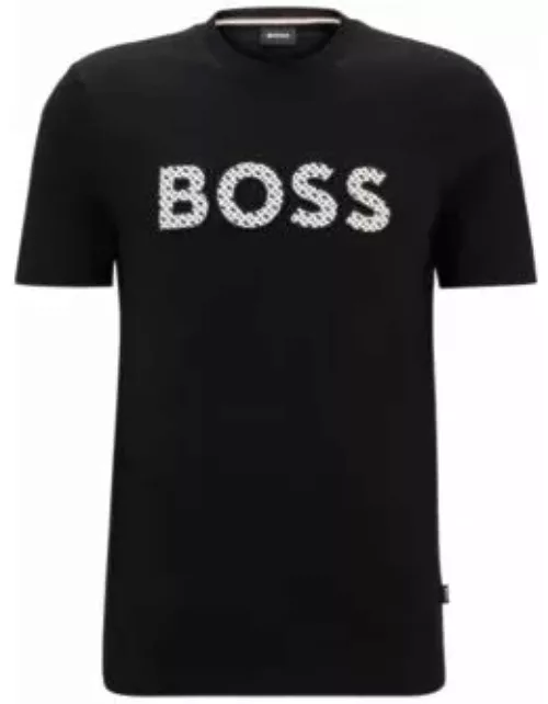 Cotton-jersey T-shirt with logo detail- Black Men's T-Shirt