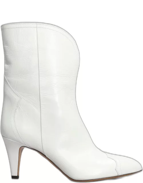 Isabel Marant Dytho High Heels Ankle Boots In White Leather