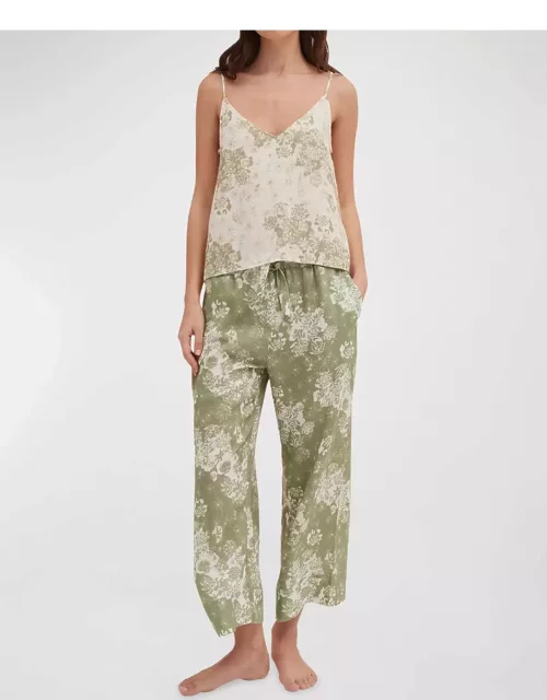 Floral Leopard-Print Cami & Pants Pajama Set