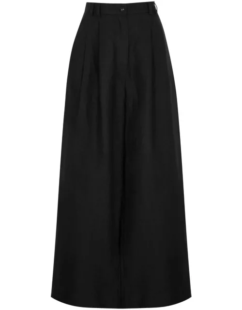 Casa Raki Alma Wide-leg Linen Trousers - Black - M (UK12 / M)