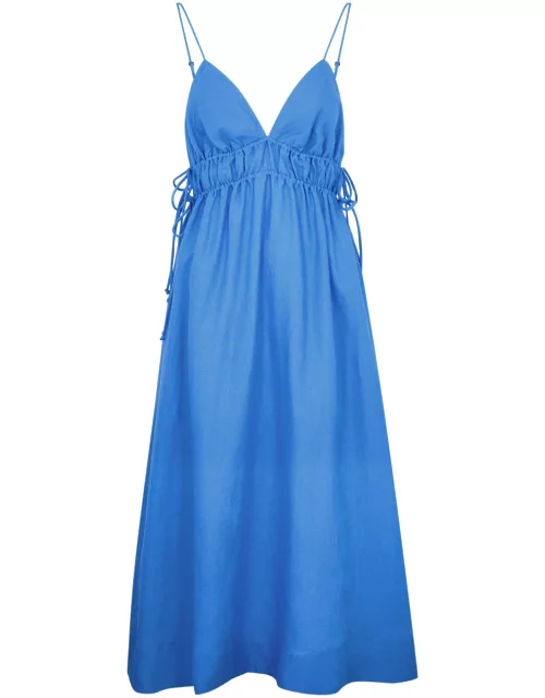 Casa Raki Rita Linen Midi Dress - Light Blue - L (UK14 / L)