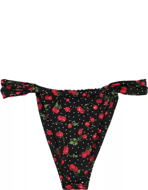 Leslie Amon Paloma Printed Bikini Briefs - Black Red - S (UK8-10 / S)