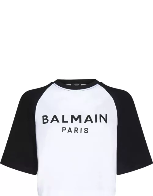 Balmain Printed Raglan Cropped T-shirt