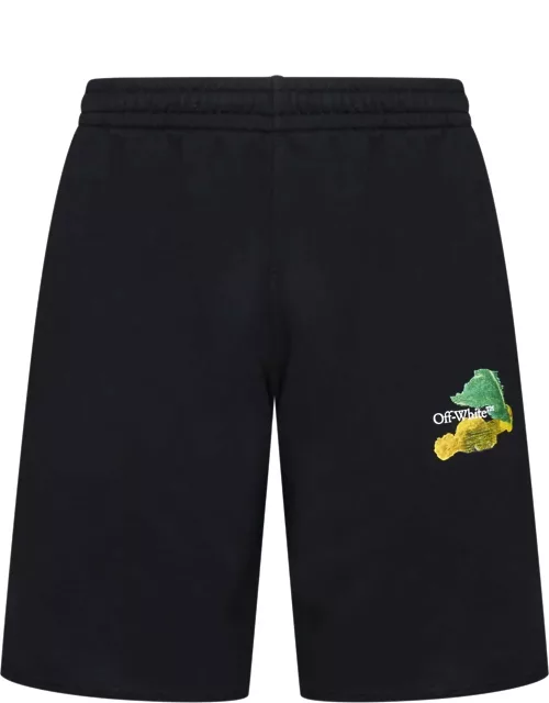 Off-White Black Bermuda Shorts With Logo And Arrow Motif