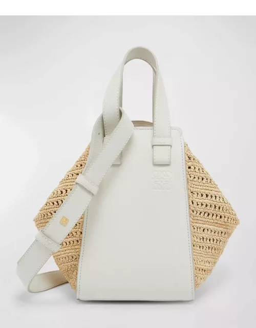 x Paula's Ibiza Hammock Compact Top-Handle Bag in Raffia with Leather Handle