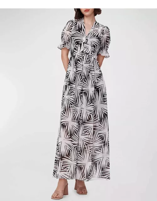 Erica Botanical-Print Puff-Sleeve Maxi Dres