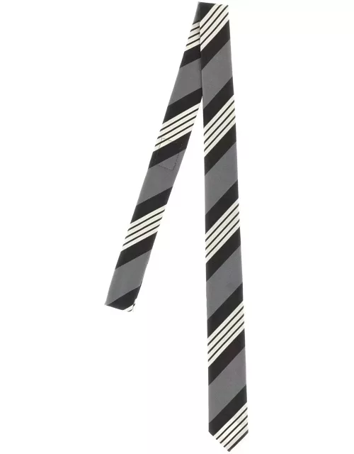 Thom Browne Logo Patch Striped Tie