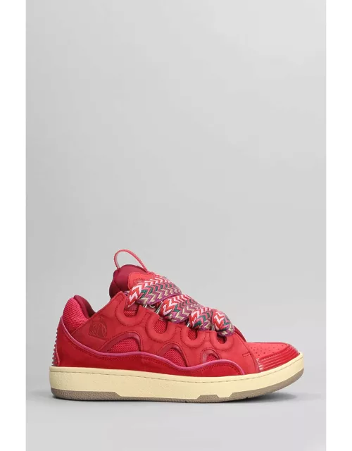 Lanvin Curb Sneakers In Fuxia Suede And Leather