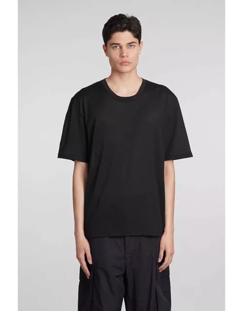 Laneus Crewneck Man T-shirt In Black Cotton