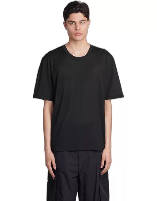 Laneus Crewneck Man T-shirt In Black Cotton