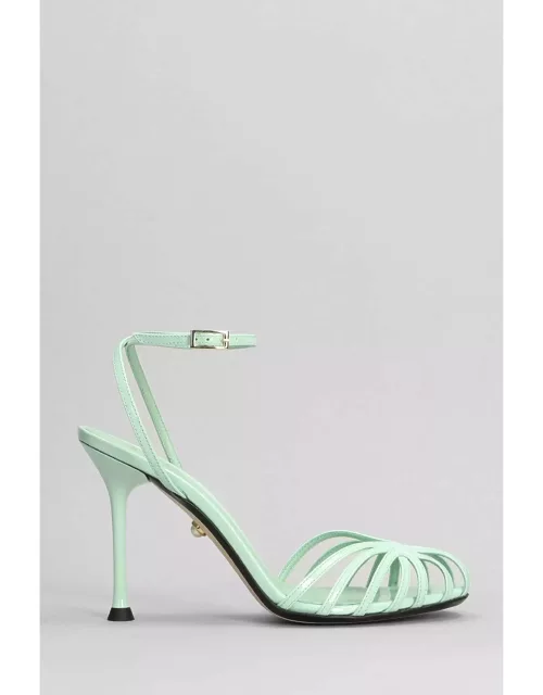 Alevì Ally 095 Sandals In Green Patent Leather