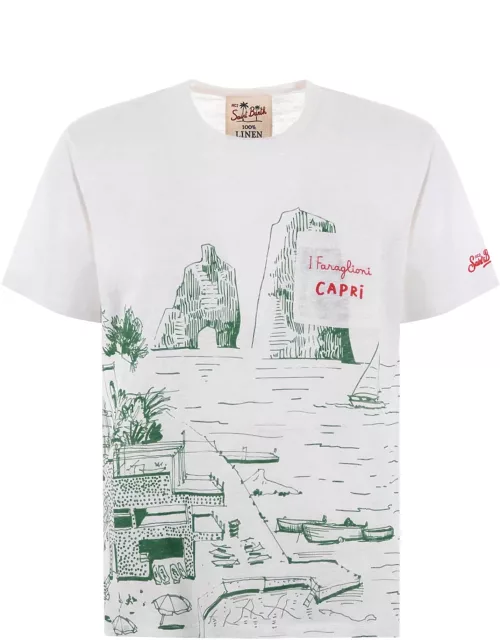 T-shirt Mc2 Saint Barth faraglioni In Filo Di Lino Disponibile Store Scafati