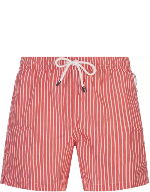 Fedeli Red And White Striped Swim Short
