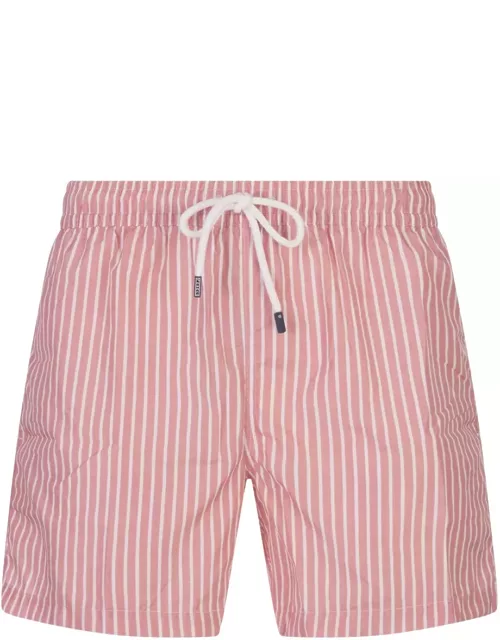 Fedeli Pink And White Striped Swim Short