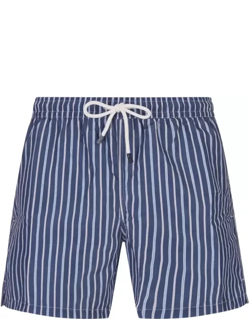 Fedeli Dark Blue Striped Swim Short